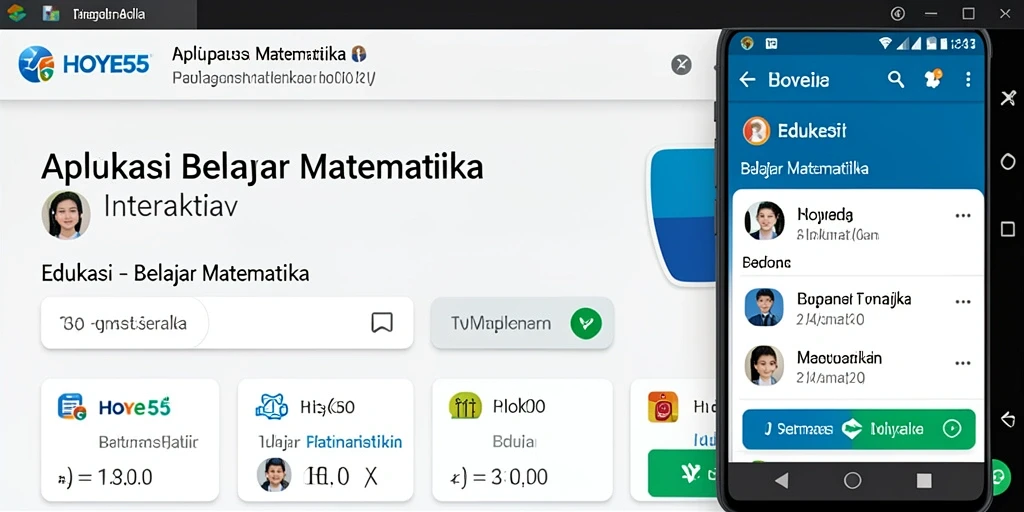Antarmuka aplikasi HOYE55 yang interaktif untuk belajar Matematika.
