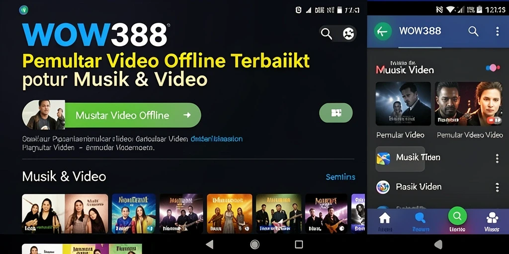 Tampilan antarmuka WOW388 yang menarik dan fungsional untuk Pemutar Video Offline.