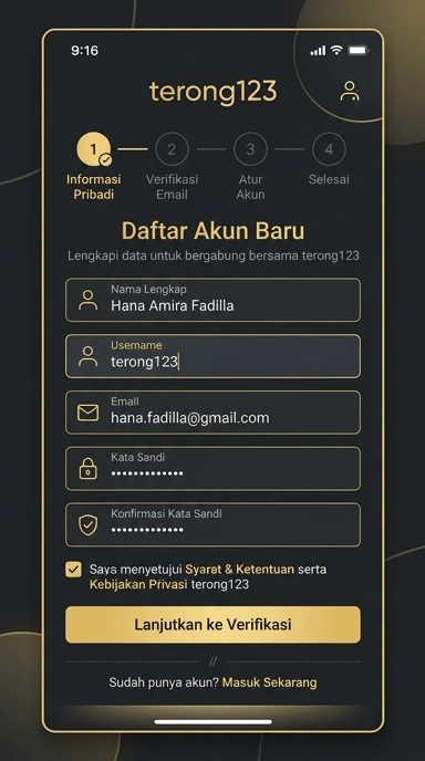 Tampilan halaman daftar terong123