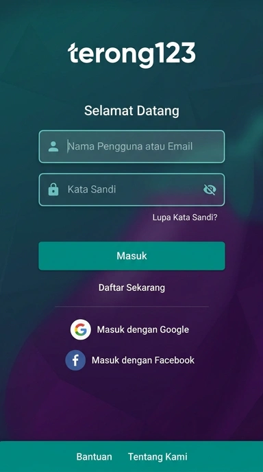 Tampilan halaman login terong123